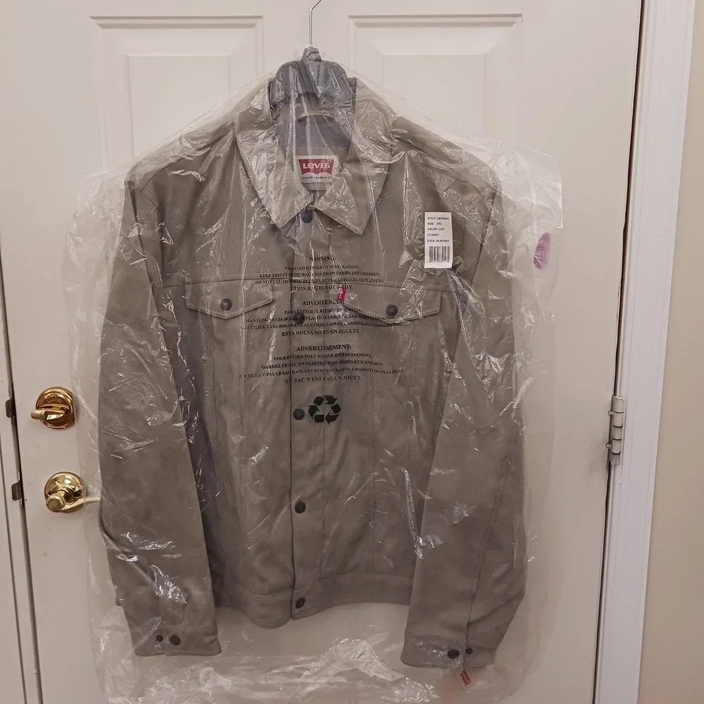 Levis Mens Faux Suede Trucker Jacket Light Grey LM7RS856 XXL NEW